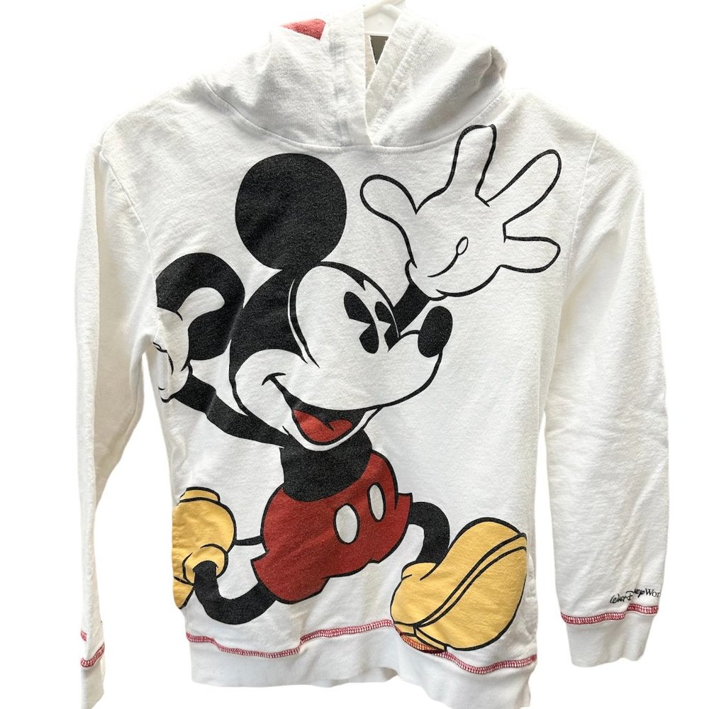 Disney Parks Mickey Mouse White Hoodie for Kids Size M, Pre-owned